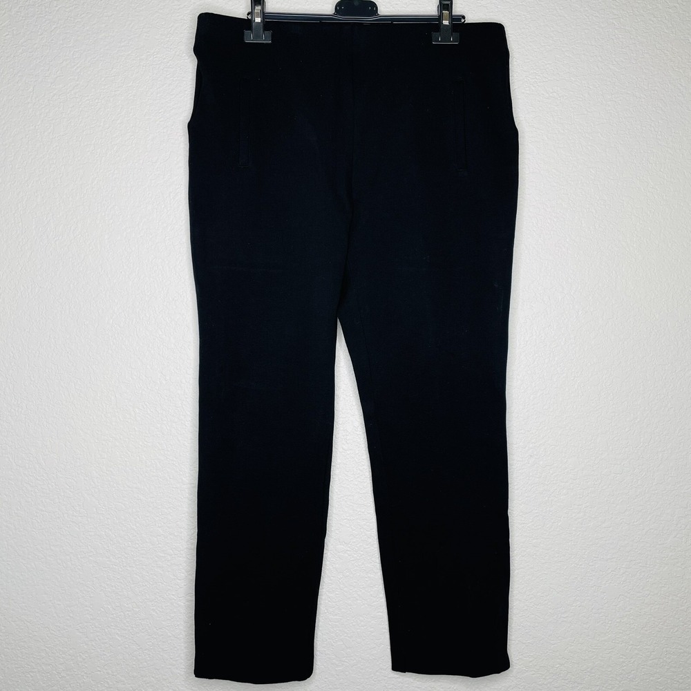 Chico's Women's Cropped Pointe Pants 1.5 (10) Black‎ Elastic Waist Slip At Hem